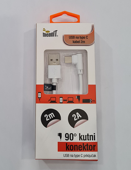 USB kabel s USB C konektorom za punjenje i prijenos podataka 2m 2A